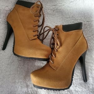 Platform Lace Up Work Booties